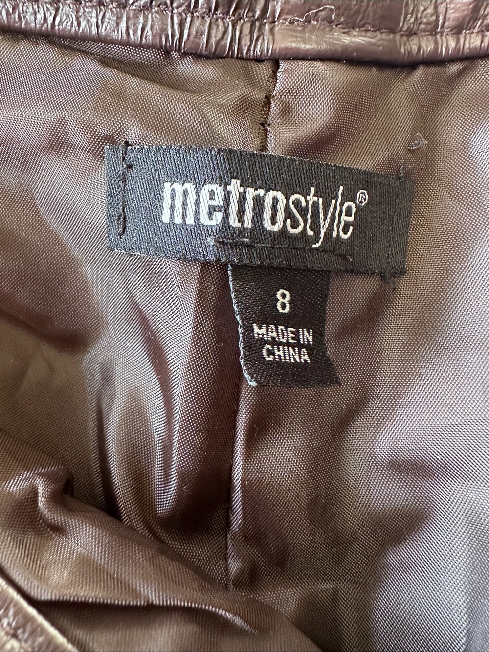 Metro Style 100% Leather Pantsuit Brown Jacket Size 10 Pants Size 8 + Chadwick’s - Picture 8 of 12